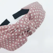 Di Qian Аксессуары корейский стиль простой ткань большие ободки крест резинки для волос с узлом универсальная лента на голову в горошек Детские Волосы Acc