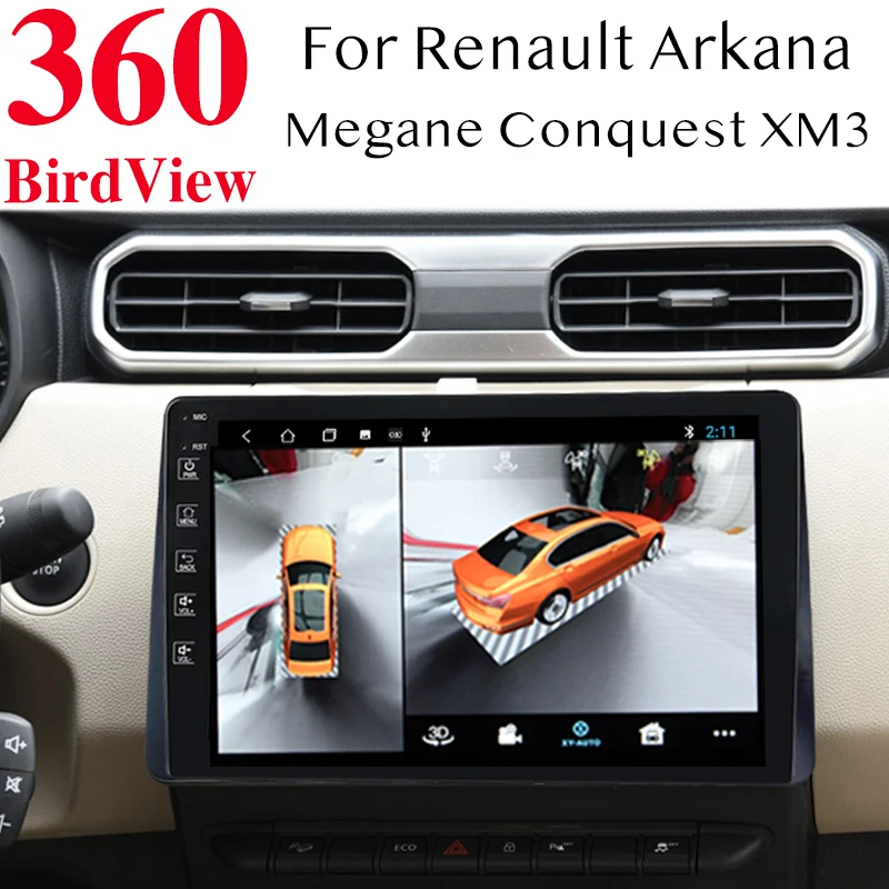 

Автомобильный мультимедийный плеер, GPS, радио-навигатор, для Renault Arkana, Megane, conquxm3, интеграция CarPlay 360, с изображением птичьего полета, 3D