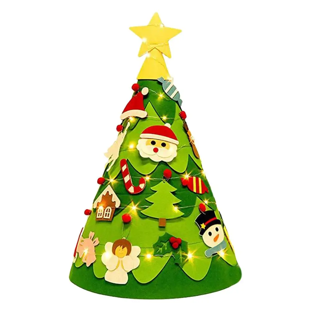 Navidad DIY Войлок Рождественская елка Снеговик с орнаментом поддельная Рождественская елка детские игрушки Рождественская вечеринка украшение год 4p