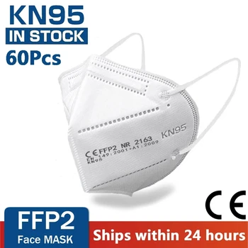 

60 PCS KN95 Masks CE FFP2 Facial Face Mask 5 Layers Filter Protective Health Care Breathable 95% Mouth Masks FFP3 Respirator