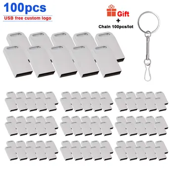 

100pcs//lot Free Logo Fashion Super Mini Metalen Usb Flash Drive 4Gb 8Gb 16Gb Pen Drive 32Gb 64Gb usb 2.0 Flash Stick Pendrive