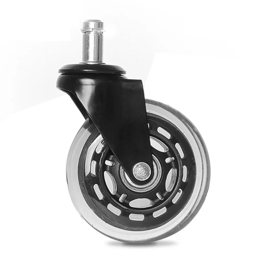 2.5Inch/3Inch PU Universal Wheel Circlip Caster Black Strong Load Bearing Transparent Wheel Office Chair Silent Wheel Sale