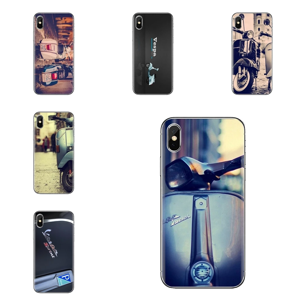 

For iPhone XS Max XR X 4 4S 5 5S 5C SE 6 6S 7 8 Plus Samsung Galaxy J1 J3 J5 J7 A3 A5 Case Blue Vespa 7 Italian pedal motorcycle