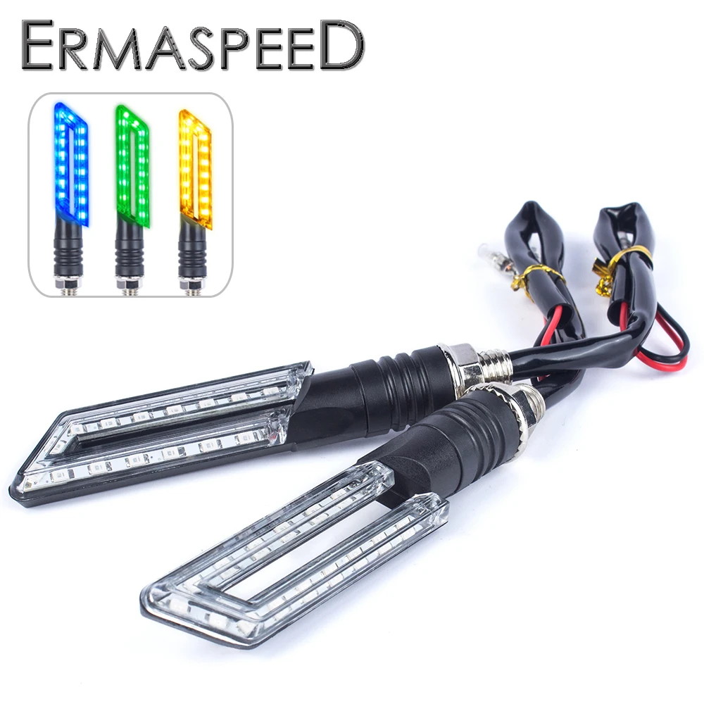 

Blue Green Amber Led Motorcycle Turn Signal Lights Electric Scooter Front Rear Turning Indicators For Motorbike Street Bike