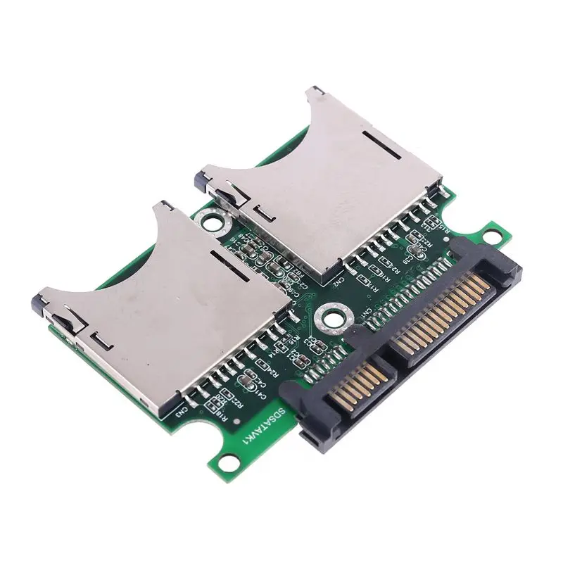 Переходник с 2 портами Dual SD SDHC MMC RAID на SATA корпусом для SD-карты любой емкости |