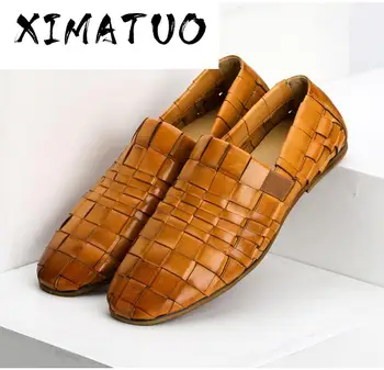 

Men Leather Casual Shoe Genuine Leather Shoes Men Loafers Breathable Slip-On Handmade Formal Oxford Shoes For Men Big Size 11 46