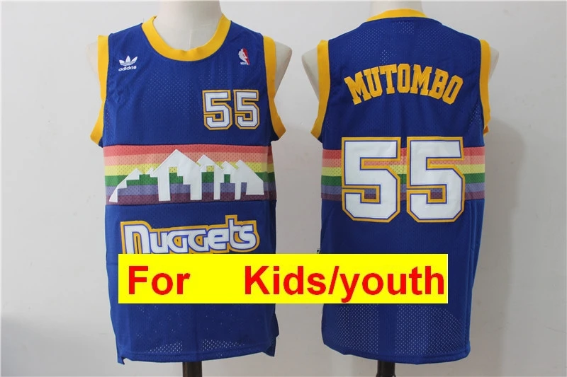 Денвер Никола Йокич Аллен Айверсон Dikembe Mutombo basktball майки - Цвет: Небесно-голубой