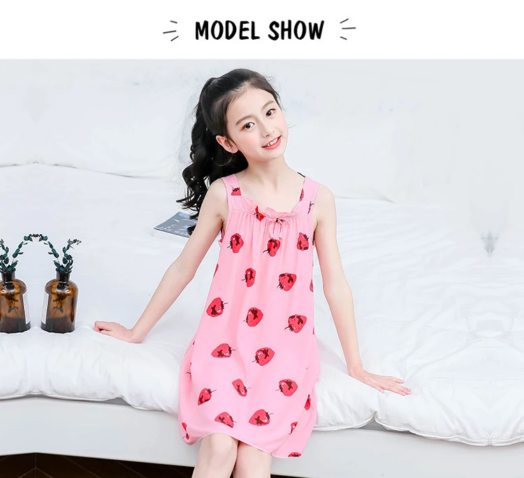 pajama sets cute	 New Summer Girls Sleep Dress Of Sleeveless Kids 2-12 Years Sleepwears Night Skirt Children Clothing Baby Cute Pajamas Nightdress cotton short pajama sets