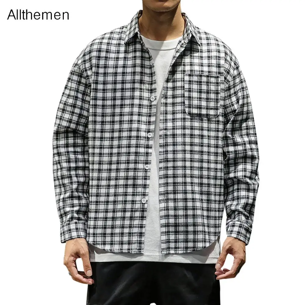

Allthemen Autumn Men Shirts Fashion Casual Button Men's Shirt Long Sleeve Slim Fit Plaid Shirts Blouse Chemise Homme Streetwear
