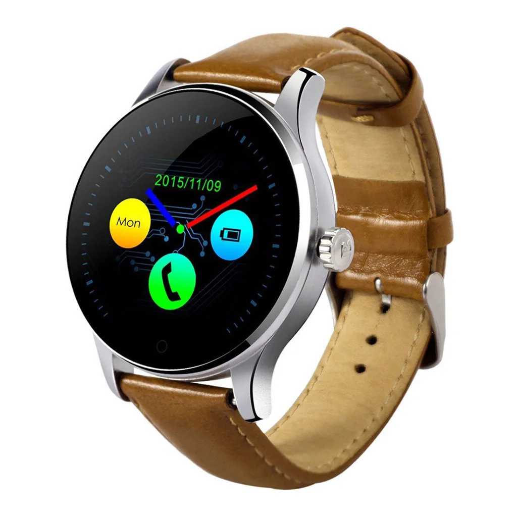 brown leather watch K88H Bluetooth Смарт часы монитор сердечного ритма фитнес трекер Smartwatch PK L5 DT98 - Цвет: brown leather watch
