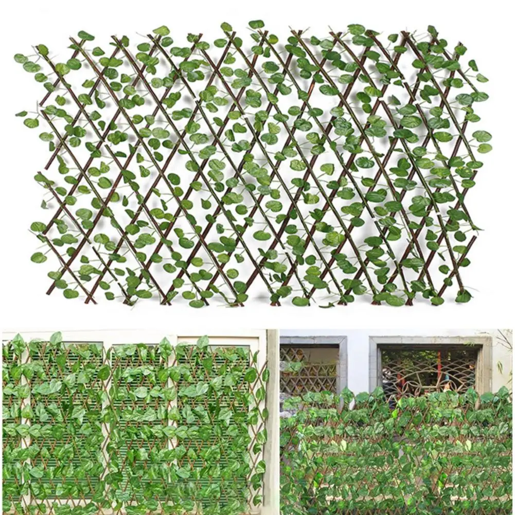 Retractable Garden Fence Artificial Garden Trellis Fence Faux Ivy