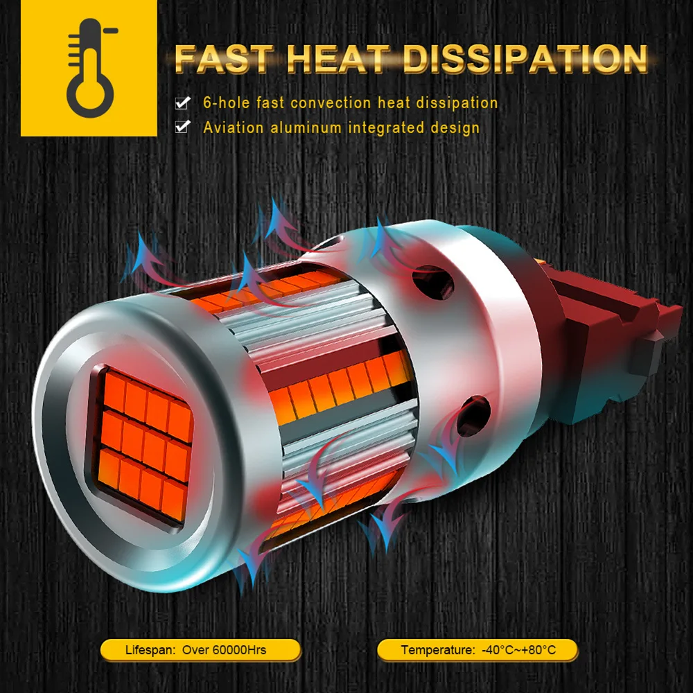 2 шт. 3200lm Янтарный T20 7440 7440NA WY21W 1156 Ba15s P21W T25 3156 светодиодный Canbus Нет Hyper Flash встроенный резистор указатели поворота