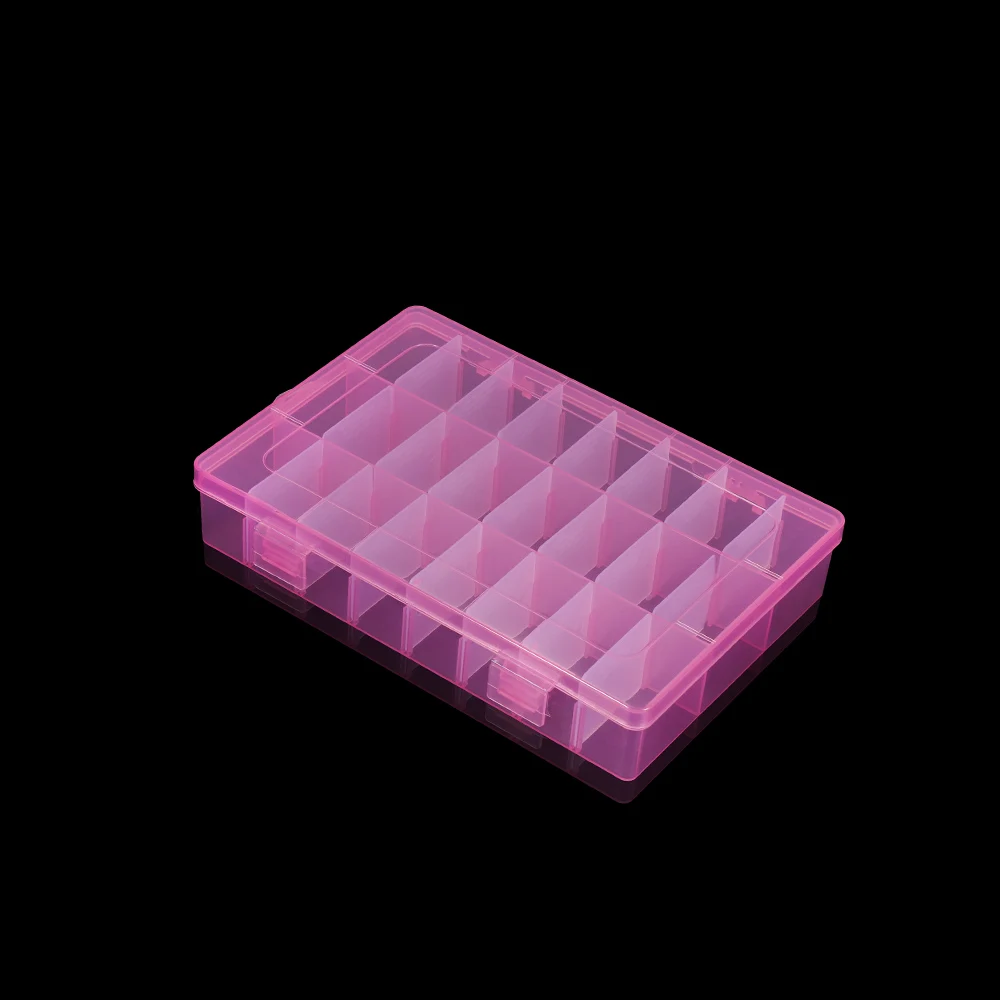 24 Сетки регулируемая пластиковая бижутерия бисер аксессуары для хранения коробок Чехол для ювелирных изделий дисплей бусины Серьги делая Органайзер контейнер - Цвет: Pink