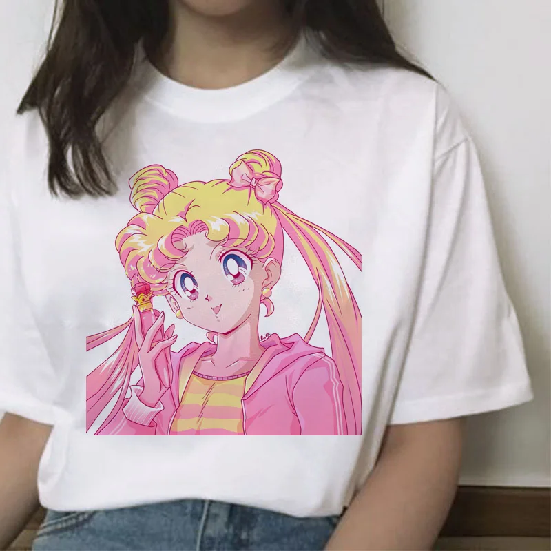 Сейлор Мун кавайная футболка кошка harajuku Женская ulzzang футболка корейский Графический Топ мультяшная Футболка короткий рукав женская забавная - Цвет: 20903