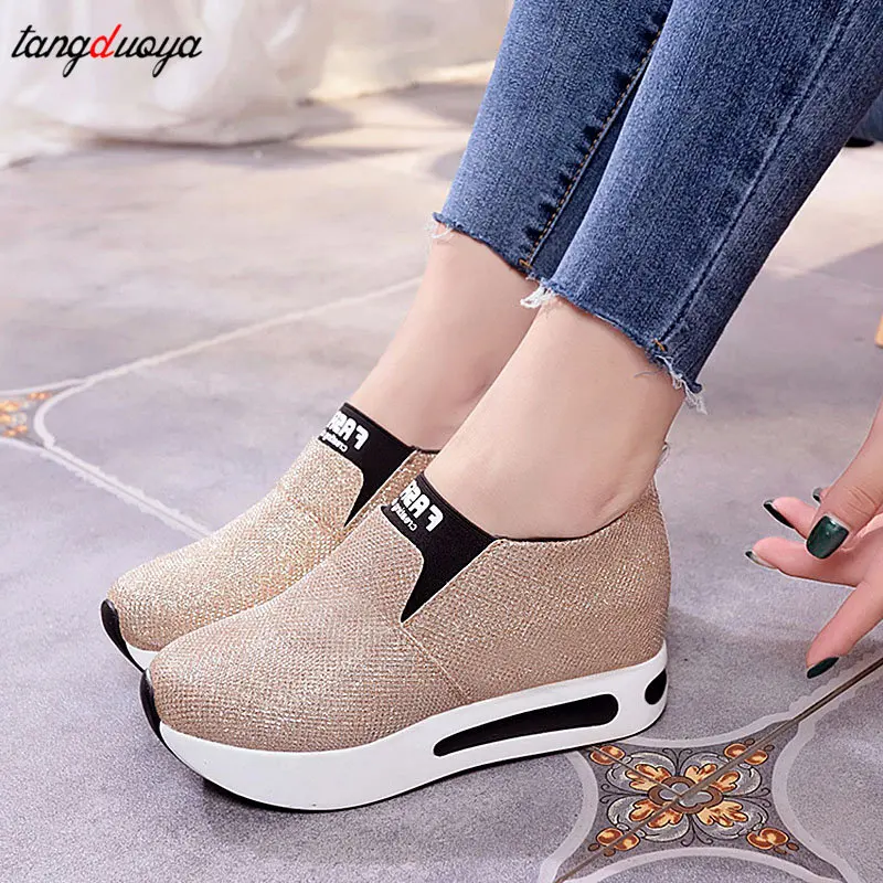 Zapatos de plataforma planos para mujer, zapatillas informales sin cordones,  de cuero, para invierno - AliExpress Calzado