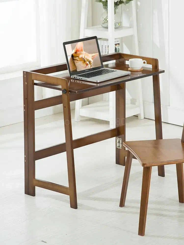 Desktop Contemporary And Contracted Nanzhu Dormitory Folding Computer Desk Writing Office Household Solid Wood Table Laptop Desks Aliexpress