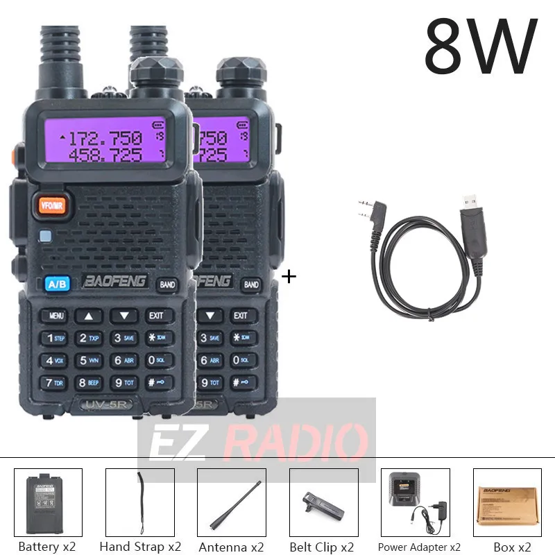 long range walkie talkies 50 miles Walkie Talkie Baofeng UV 5R Radio Station Two-way Ham Boafeng Radio 2PCS Powerful Dual VHF/UHF Walike Talkies for Hunting 10KM midland two way radios Walkie Talkie