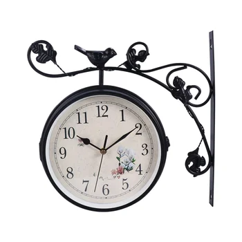 

1 Pc European-style Double-sided Wall Clock Creative Classic Iron Clocks (No Battery)