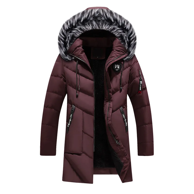 

Winter Coat Long Hooded Jacket Fur Collar Windproof Padded Coat Fashion Men Parka Men Solid Jacket Tide Vogue Thick Warm