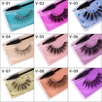 

3d False Eyelashes Color Base Card With Eyelash Brush Natural Thick And Natural Long False Eyelashes