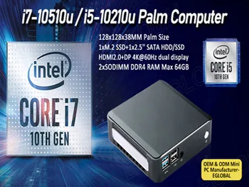 

10th New Mini PC Windows10 Intel i7-10510U I5-10210U 2*DDR4 M.2 Nuc Ultra Compact PC Barebone Computer Type-C 4K 60Hz HDMI2.0 DP