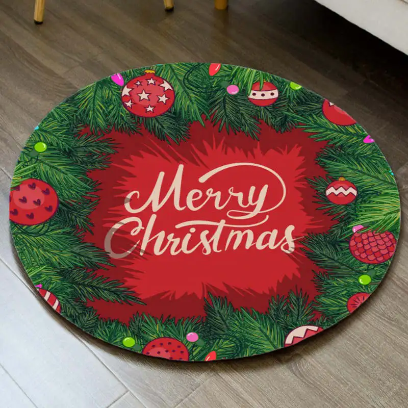 Merry Christmas Santa Snowman Carpet Party Decor Children Play Mat Round Flannel Area Rug Xmas 3D Chair Mat Living Room Carpets - Цвет: No-3