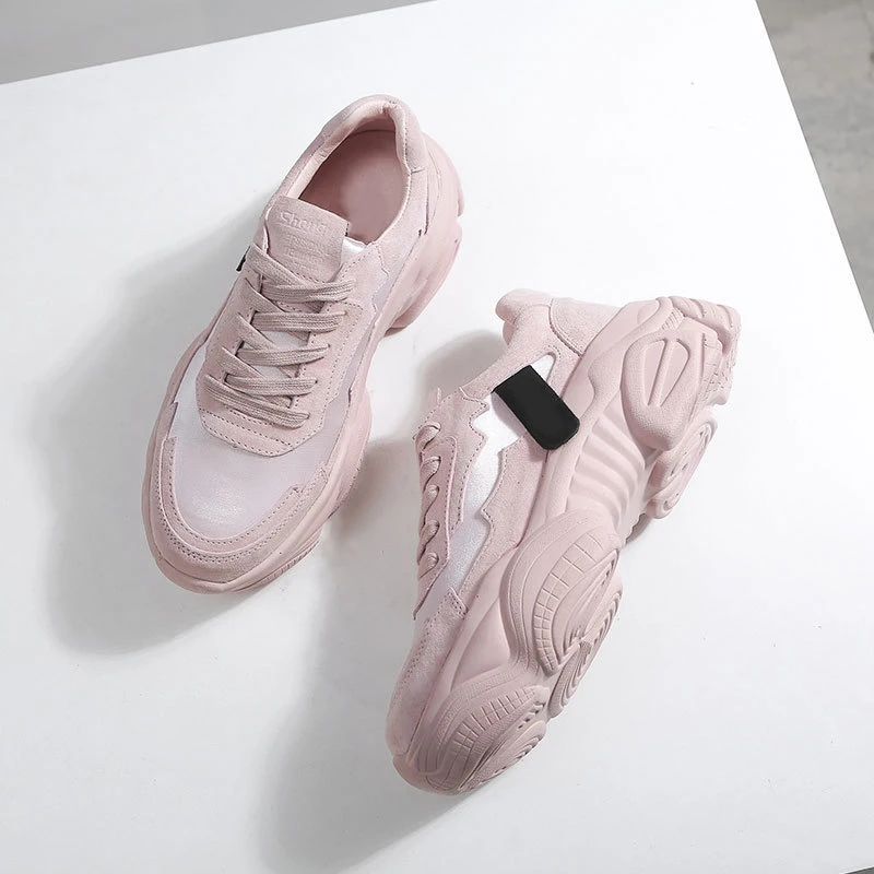 Pink Женская обувь; сезон весна; Новинка; женская обувь; Ulzzang; спортивная обувь на платформе; женская обувь; женские кроссовки; Новинка - Цвет: Pink