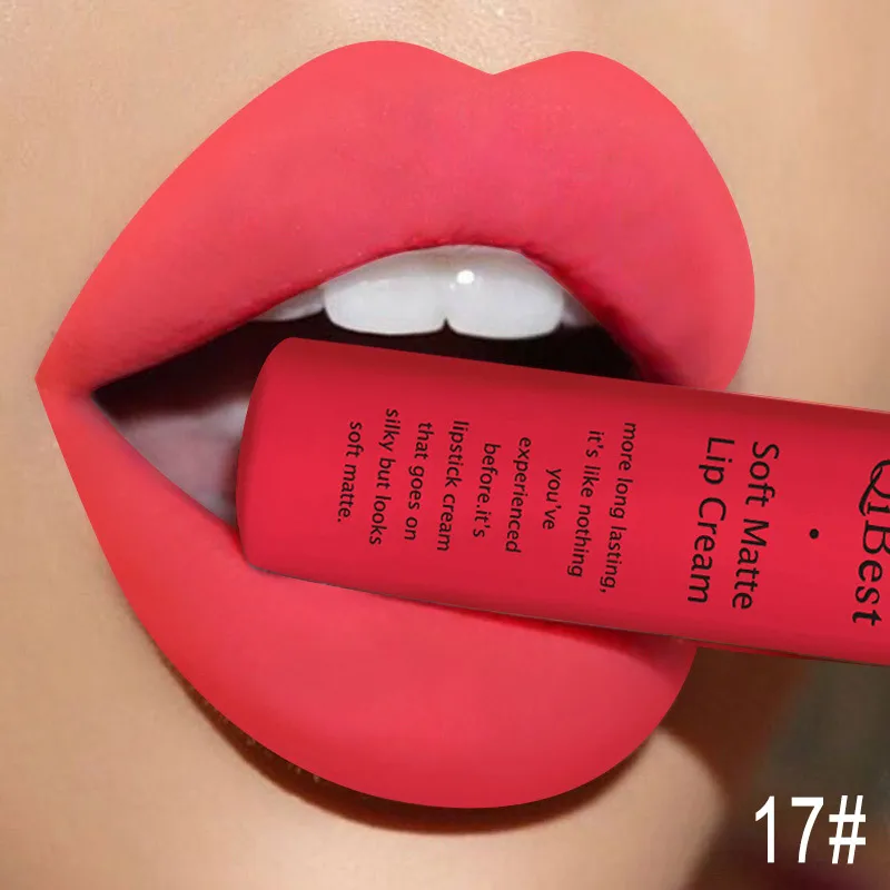 Brand 34 colors Lip Gloss Long Lasting Red Lips Matte Lipstick Liquid Lip Tint Cosmetic Nude Velvet Lipstick Matte Lip Makeup - Цвет: Q1617-17