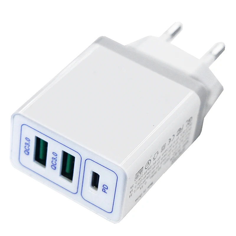 Usb type-C Pd зарядное устройство Qc3.0 2Usb+ type-C 6A быстрое зарядное устройство для телефона X, S8/S8 Plus в комплекте C-C кабель(штепсельная Вилка европейского стандарта
