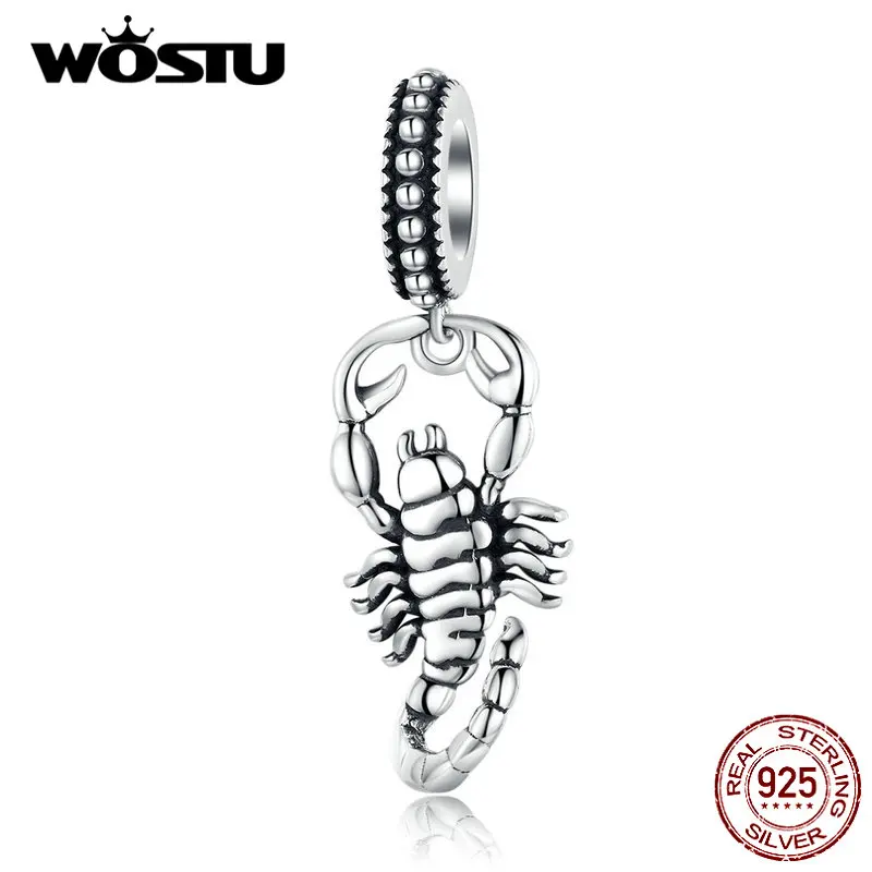 

WOSTU Real 925 Sterling Silver Scorpio Dangle Charms Constellation Beads Fit Original Bracelet Pendant Jewelry Making DXC1329