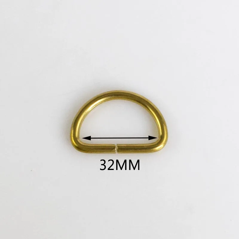 32mm 10 шт. твердая латунь D кольцо сумка металлическая пряжка собачий ошейник кошелек цепь Соединительный брелок ремни для седла оснастки крючки DIY Кожа ремесло - Цвет: 32mm