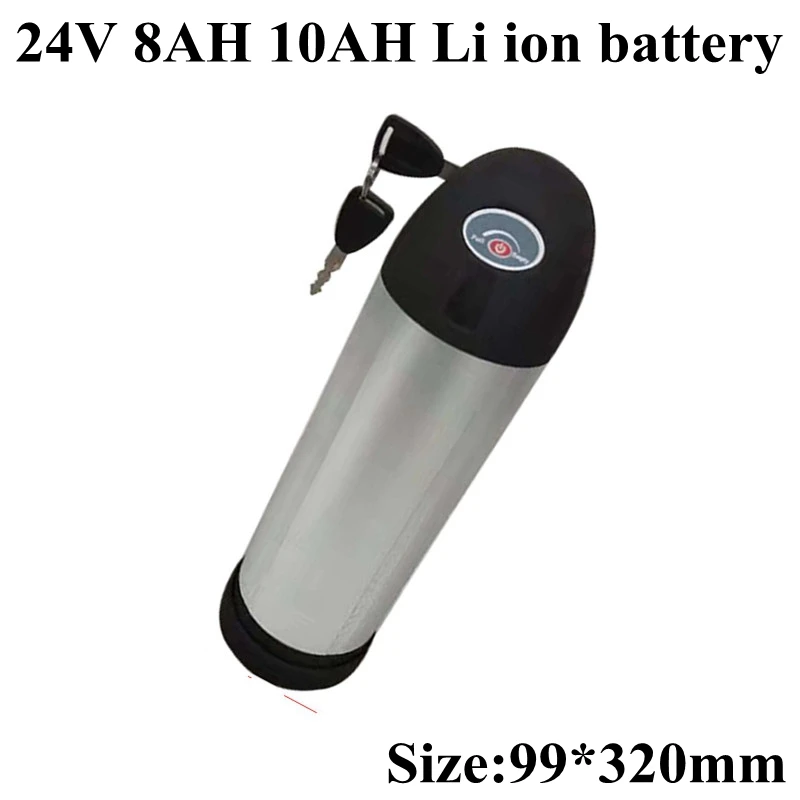 Черный Серебряный аккумулятор в форме фляжки 24v 8Ah 10Ah литий-ионная аккумуляторная батарея для Электрические горные велосипеды с BMS+ зарядное устройство