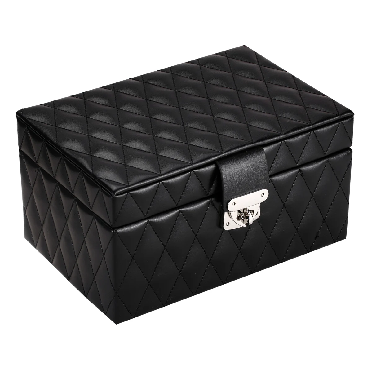 New Double-layer Fashion Ling Grid Pattern Jewelry Box European-style Jewelry Storage Box Large Space Jewelry Rack Gift Box