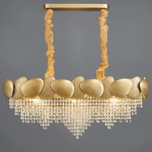 Современная люстра Золотое Хрустальное освещение Роскошная для столовой декоративная лампа новая золотая хрустальная люстра домашнее освещение
