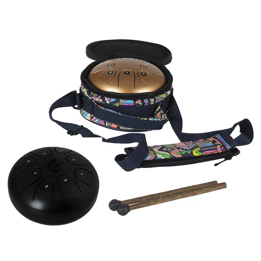 5 Inch Mini Drum 7 Tone Steel Tongue Percussion Drum Handpan Instrument With A Carry Bag Musical