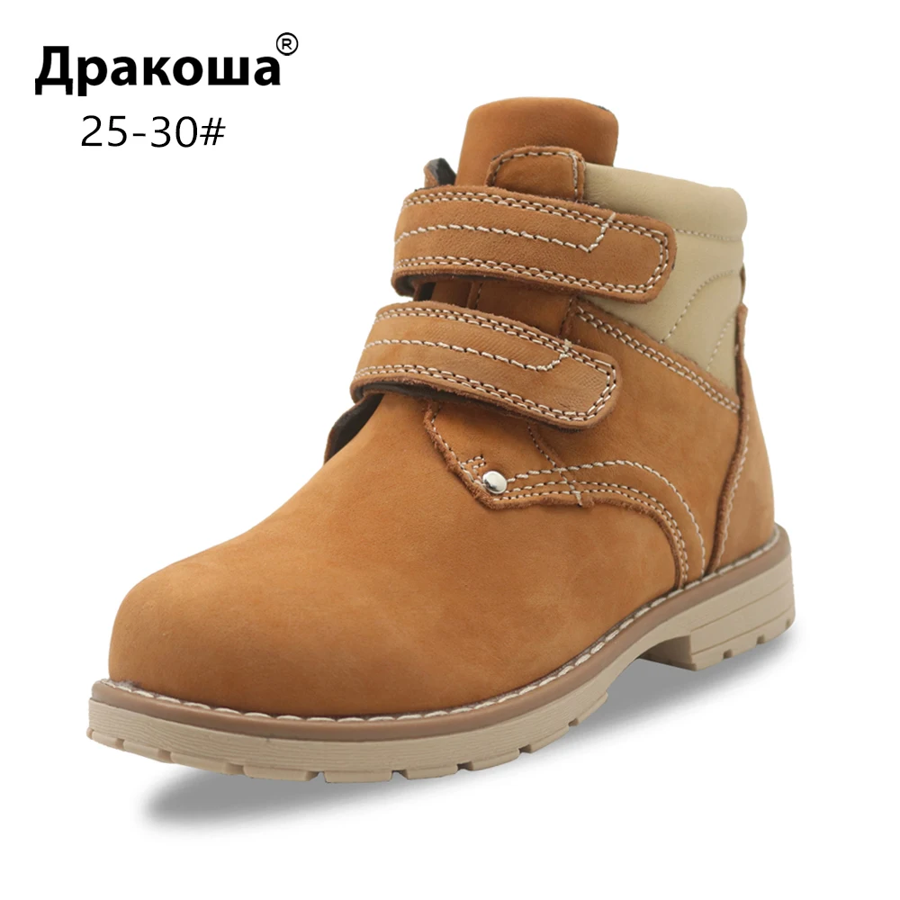 Apakowa/осенние ботинки для маленьких девочек; Детские Ботинки martin из натуральной кожи с высоким берцем; походные ботинки для девочек