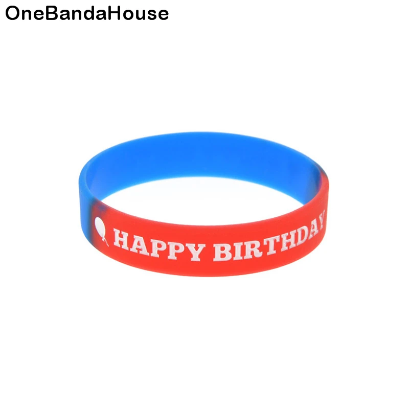 OneBandaHouse 50 шт с днем рождения силиконовый резиновый браслет Молодежный Размер Сегментированный цвет
