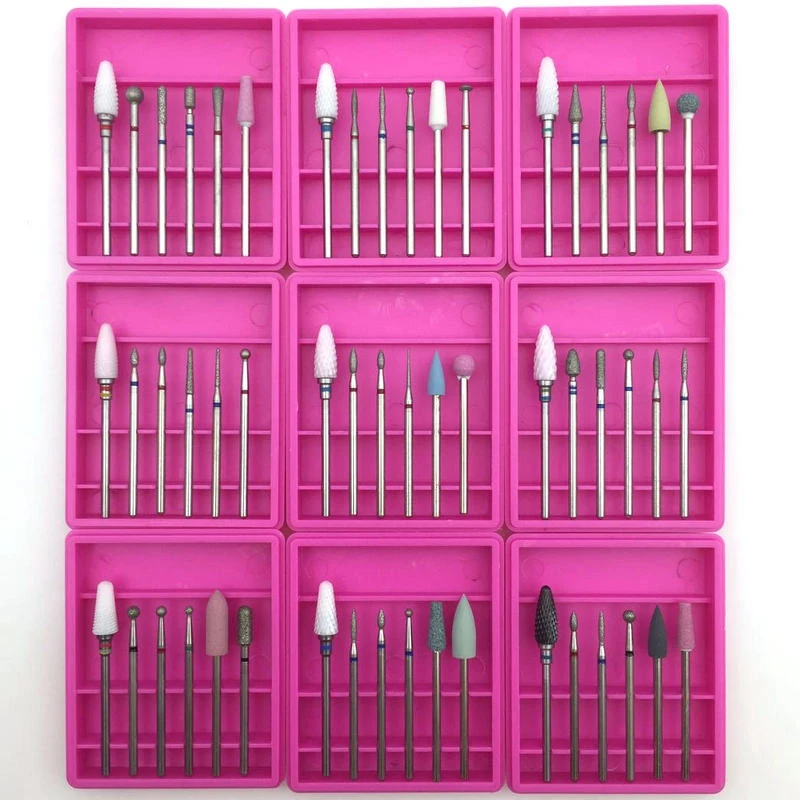 6Pcs Diamond Nail Set Milling Cutter For Manicure Rotary Burr Clean Bits Electric Machine Art Accessory