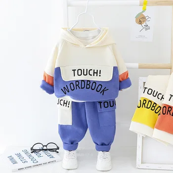 

Baby boy clothes cotton thick warm two-piece baby clothes fashion cartoon alphabet printing casual sports hooded sweater suit