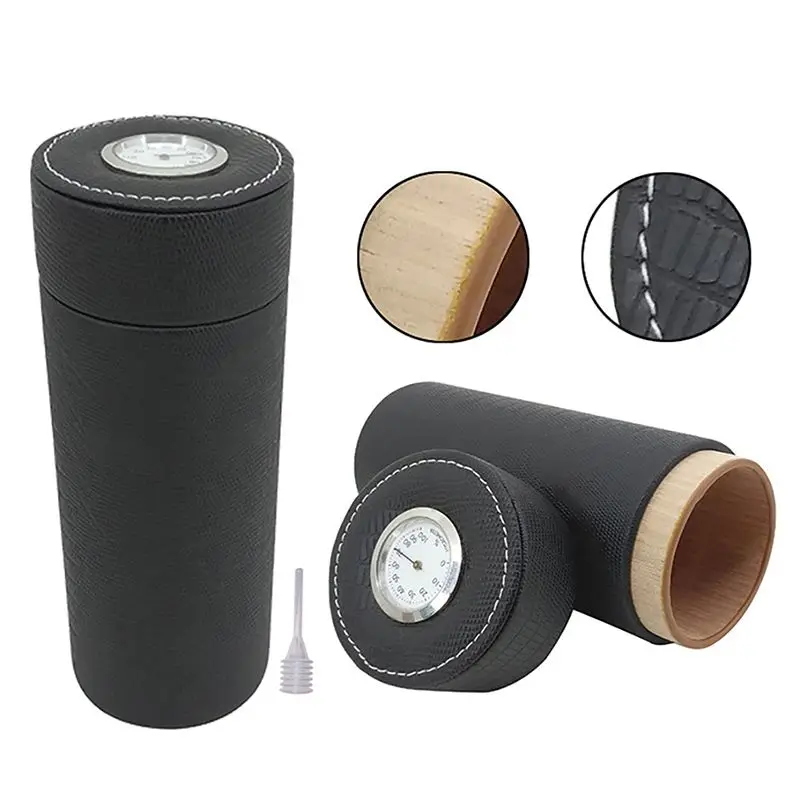 

Popular Cedar Wood Lined Portable Travel Leather Cigar Humidor Case Cigar Humidor Humidifier Packed by Nice Gift Box