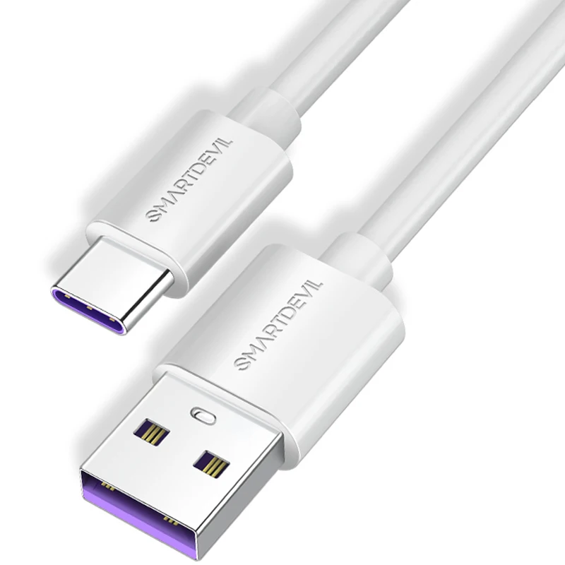 WHITE SmartDevil Тип C Usb кабель для samsung 5A быстрой зарядки Тип usb-c данных Зарядное устройство кабель для huawei Универсальный для Xiaomi htc - Цвет: WHITE