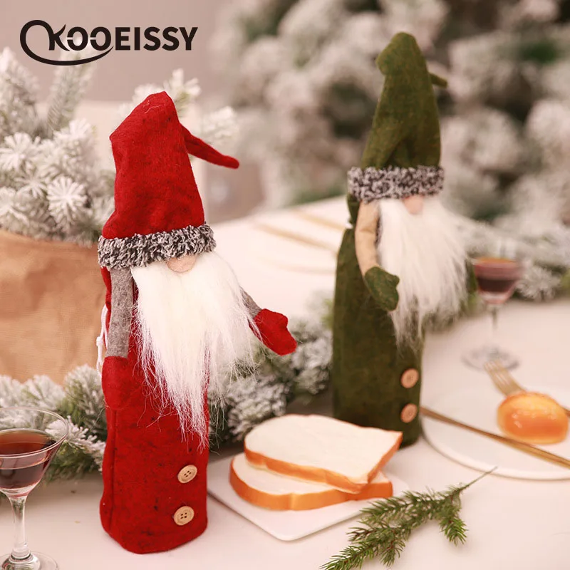 2Pcs/Lot Christmas Snowman Wine Bottle Cover Set Santa Claus Sweater With Hats Xmas Home Party Ornament Table Decoration | Дом и сад