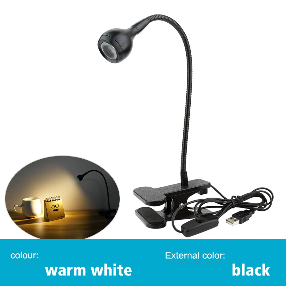 

LED Book Lamp Light Clip-on Flexible &Holder DC 5V USB Eye Protection Reading Light Bed bedside lampada Table Desk Night lamp