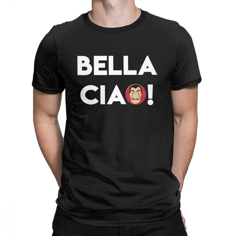 

La Casa De Papel Bella Ciao Men T Shirts Money Heist Novelty Cotton House of Paper Tees Crew Neck T-Shirt Unique Clothes