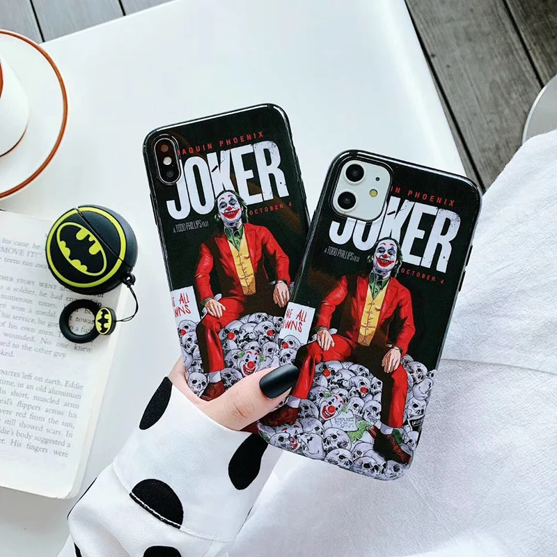 

New Movies clown Cute The Joker mask soft silicon phone case for apple iphone 11 Pro 7plus 7 8 8plus X XS XR MAX Coque Fundas