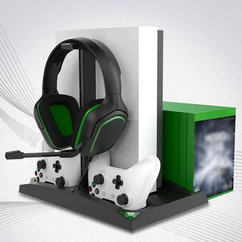 

For XBOX ONE/S/X Six-In-One Charging Seat Multi-Function Cooling Fan + Disc Rack Universal Handle Contact Dual Charge Hot