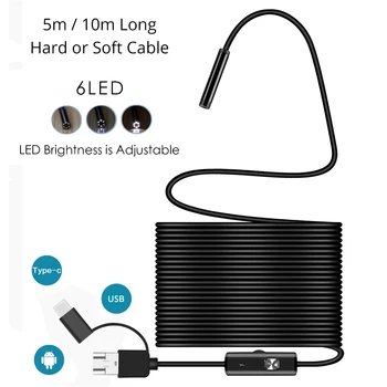 

5.5mm 7mm 8mm Type-c Android USB 3 in 1 Endoscope Camera with 5m 10m Long Cable HD IP67 Waterproof Borescope Inspection Camera