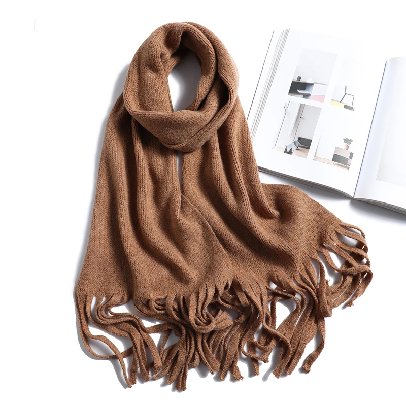 Winter Scarf for Women Fashion Solid Cashmere Scarves Neck Warm Soft Long Size knitted Men's Scarfs Female Foulard Shawls