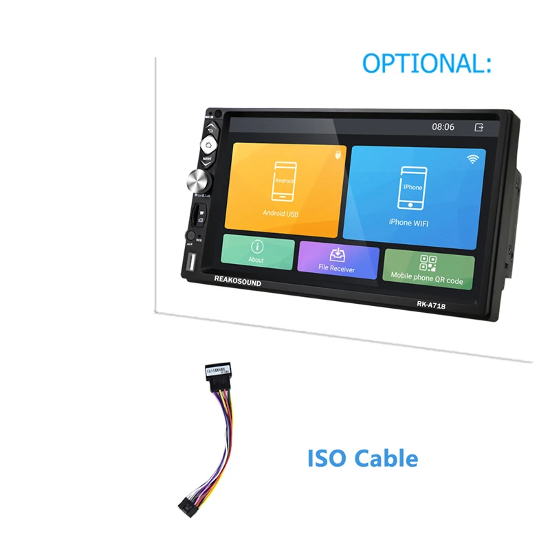 AMPrime 2 Din Andriod 8,1 Автомобильный мультимедийный плеер gps Bluetooth аудио Wifi USB FM MirrorLink 7 ''2Din Аудио Радио Стерео Авторадио - Цвет: With ISO Cable