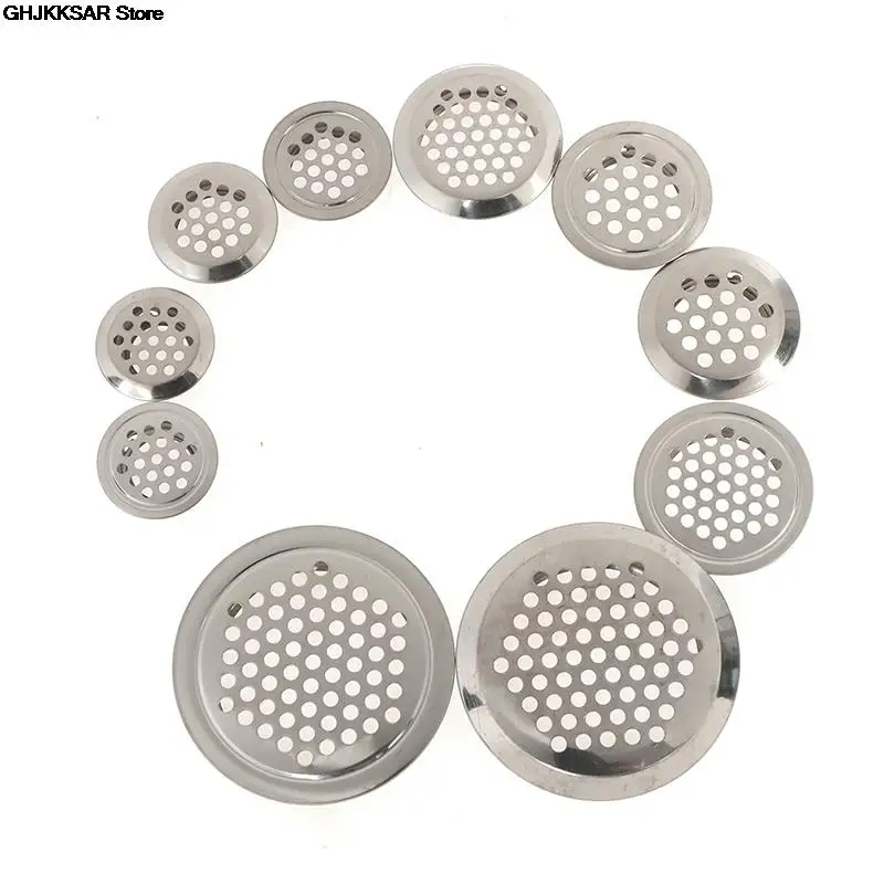 10pcs Round Cabinet Air Duct Vent Steel Louver Mesh Hole Plug Decoration Cover Wardrobe Grille Ventilation Systems Dia.19mm-53mm